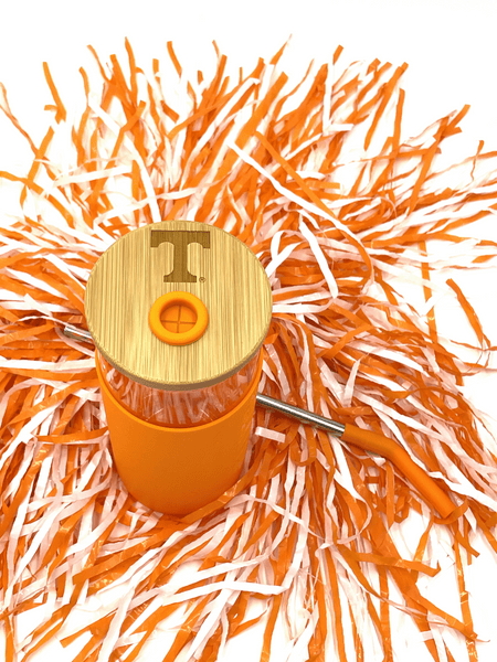 University Of Tennessee Knoxville Tumbler • UTK Licensed Glass Cup with Lid • Personalized University of Tennessee Tumbler