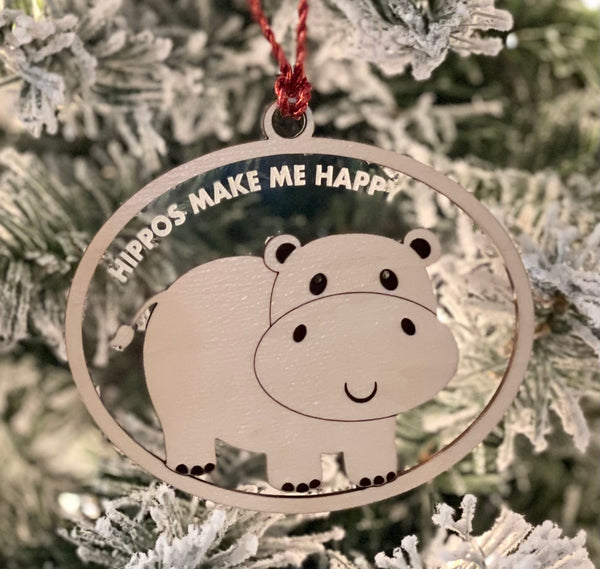 Hippos Make Me Happy Ornament