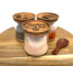 Customized Glass Spice Jars | Laser Engraved Wood Lid & Glass Storage Container | Acacia Wood Lid Spice Jar | Personalized Wood Lid Jar